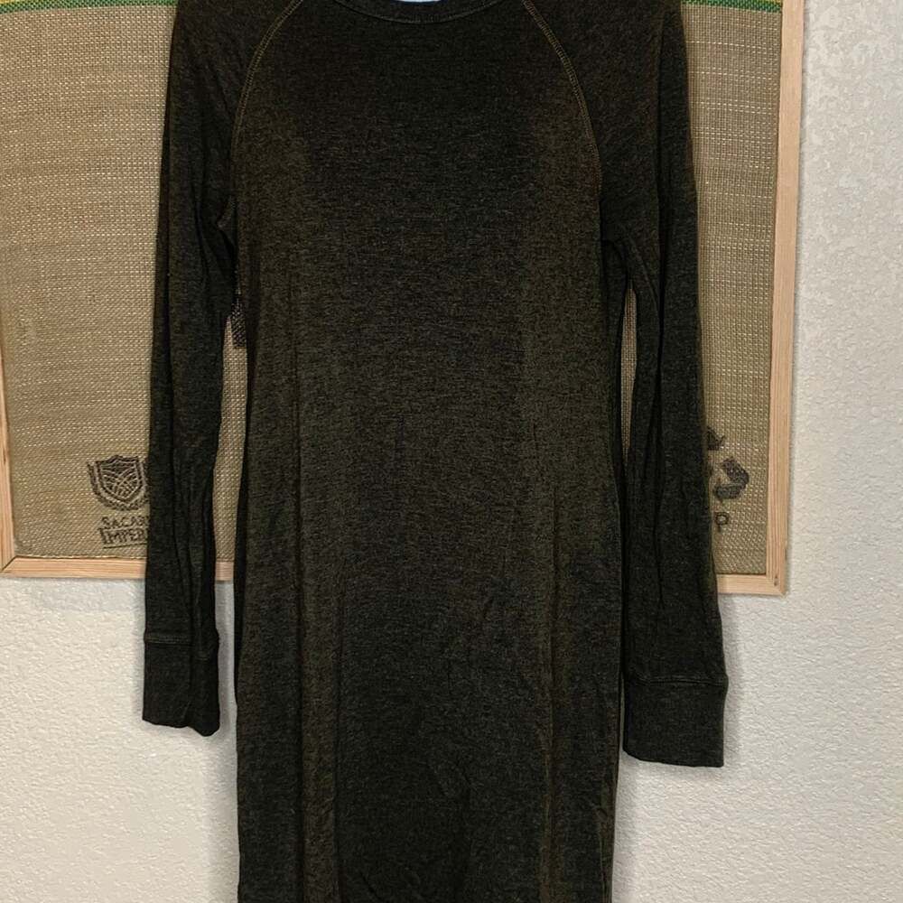 Lou & Grey Rayon Spandex Heather Charcoal Long Sleeve Tunic Knit Dress Size Medi